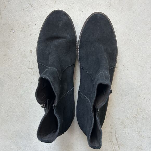 Clarks Airabell Black Suede Platform Ankle Boots Women’s 11 Side Zip Wedge - Picture 5 of 9